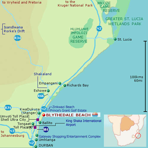 Map showing where Blythedale is situated.